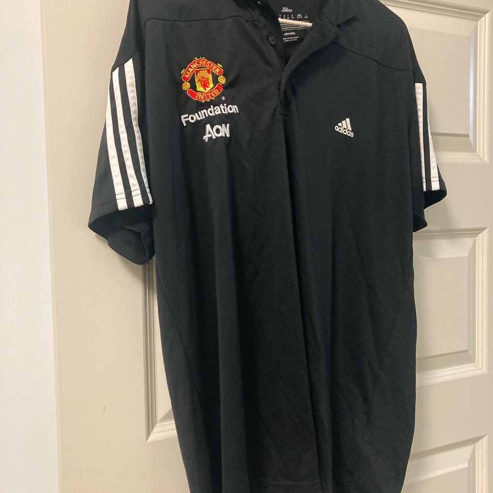 Adidas Black Manchester United Polo Shirt